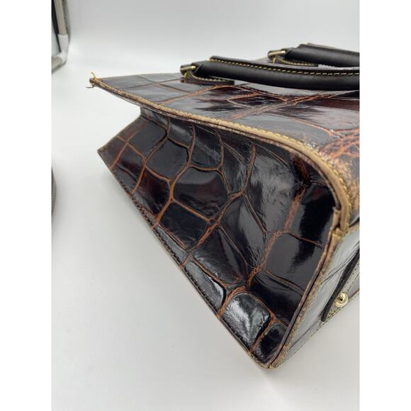 Dooney & Bourke Janine Crocodile Embossed Leather Satchel Handbag Purse Brown - Picture 13 of 16